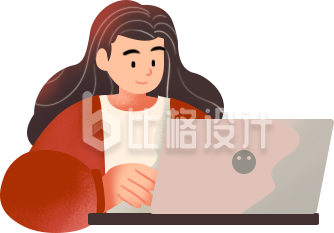 女生办公扁平手绘