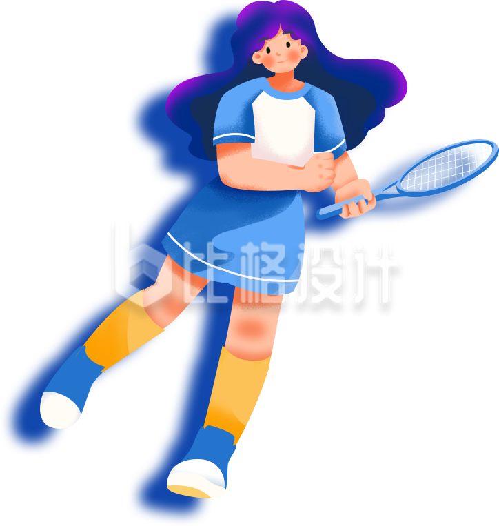 女生网球运动手绘插画