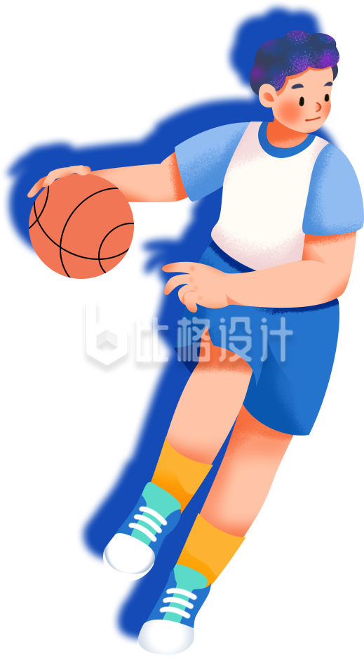 男生篮球运动手绘插画