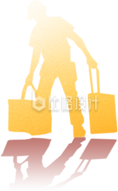 黄色剪影工人手绘