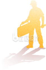 黄色剪影工人手绘