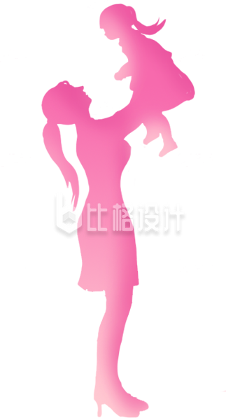 母女手绘剪影