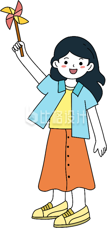 小女生可爱卡通插画