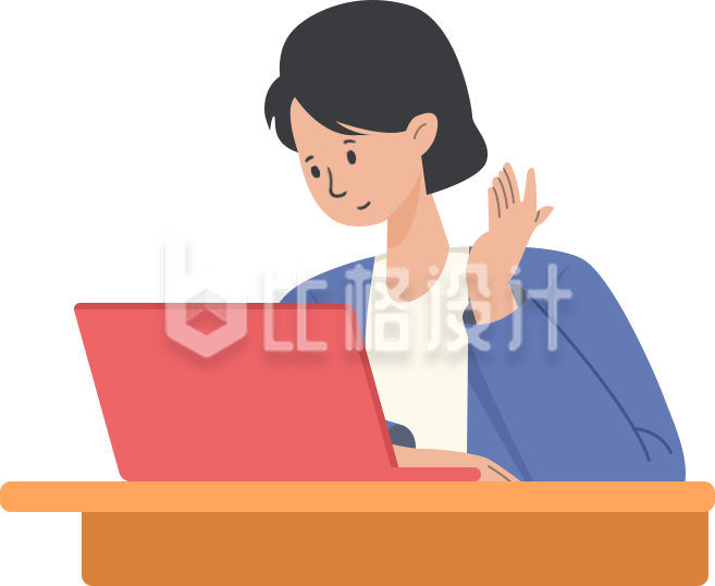 女生办公手绘插画