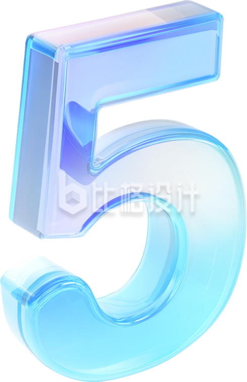 蓝色3D数字5