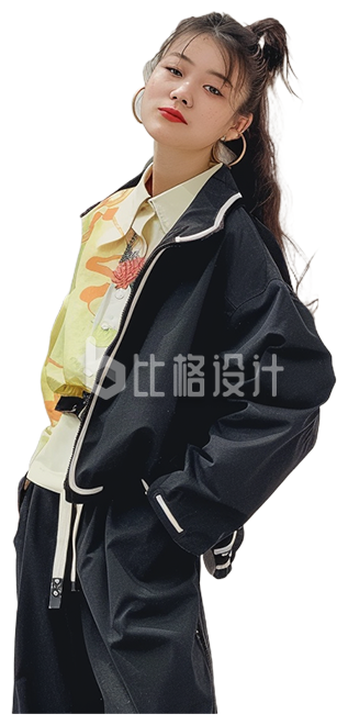 穿着时尚服装的女青年