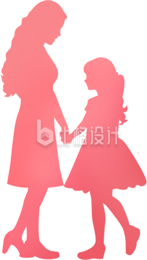 粉色母女剪影