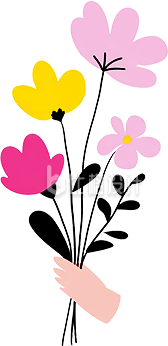 手拿一束小花