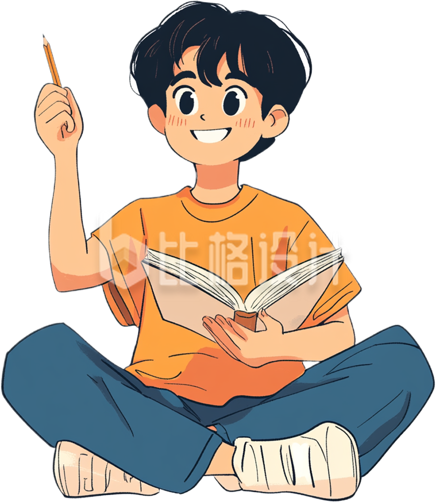 拿着书笔的学生