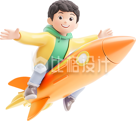 3D卡通冲刺的小男孩