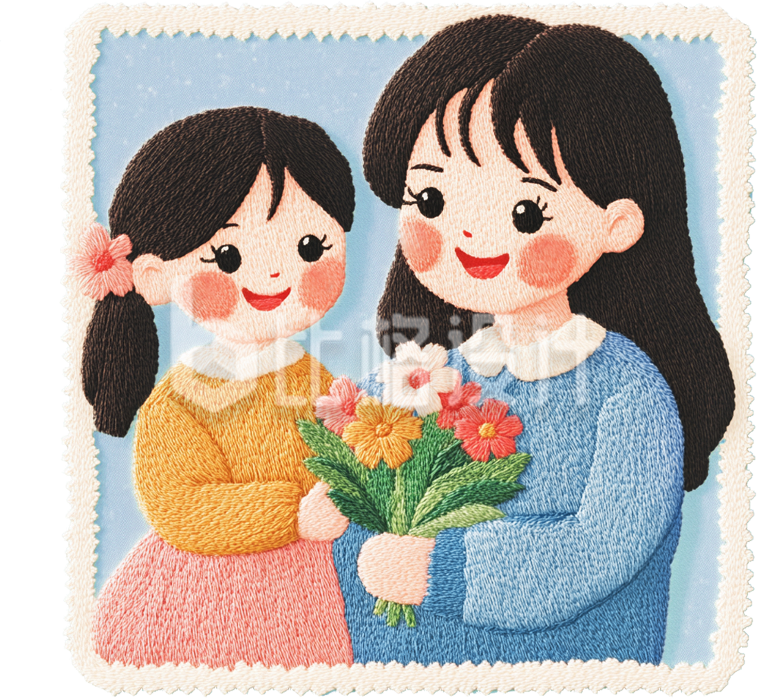 母亲节手绘母女