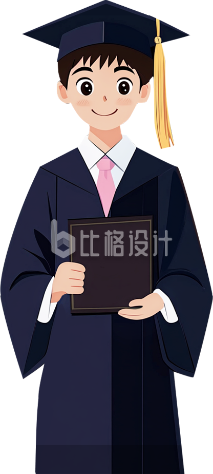 手绘穿学士服的男生
