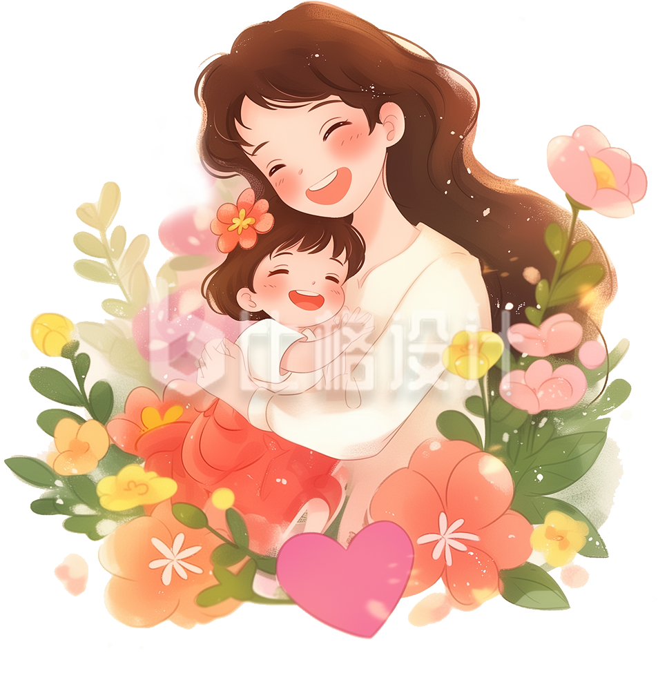 妈妈抱着女儿