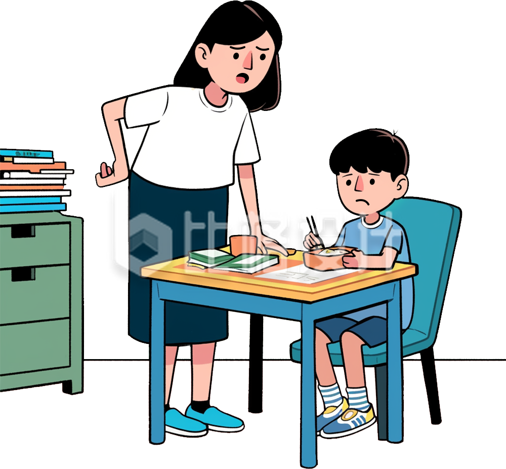 妈妈喊孩子吃饭