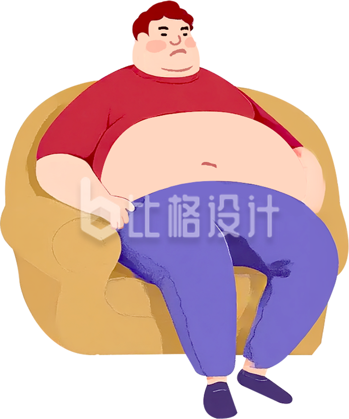 肥胖人物减肥健康手绘插画
