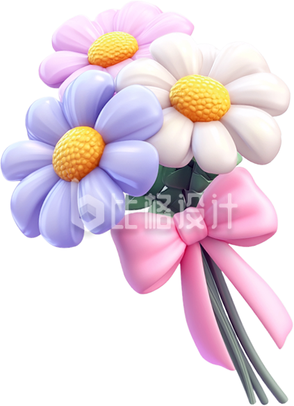 粉紫色3D花束