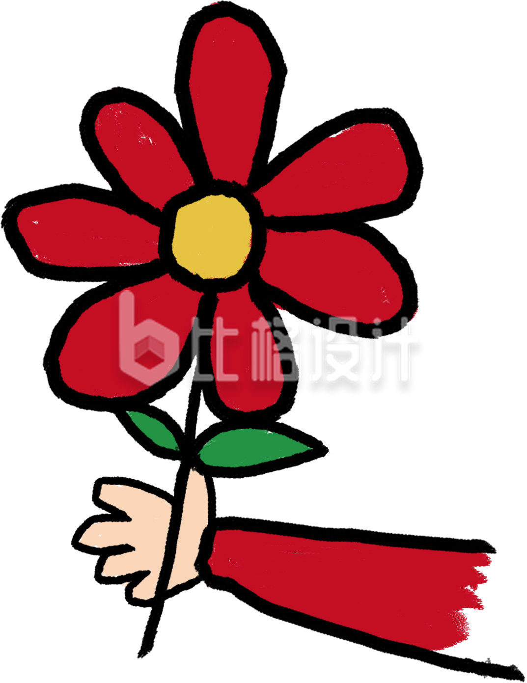 送花红色小花可爱插画