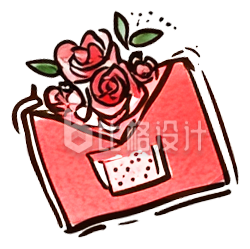 玫瑰花信封贴纸
