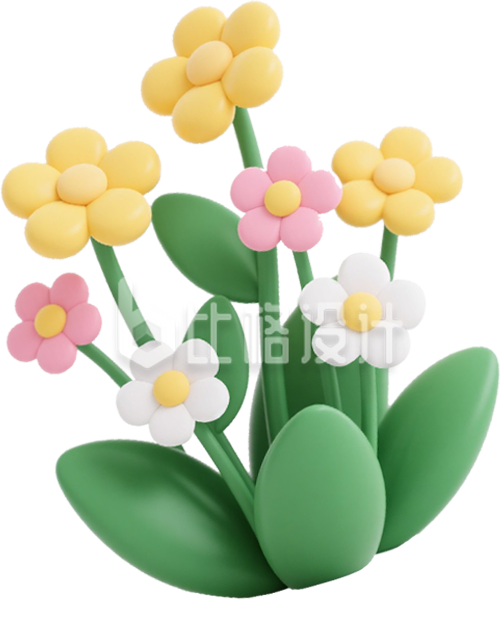 3D黄色小花