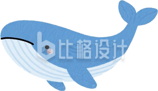 手绘蓝色鲸鱼