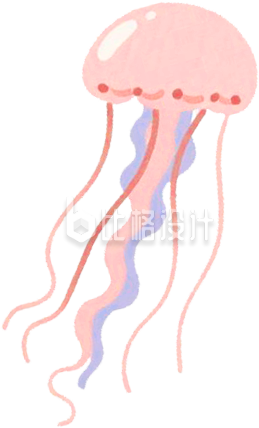 手绘粉色水母