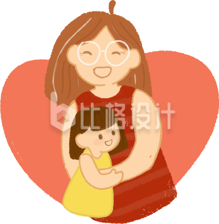 母亲节祝福母女手绘插画