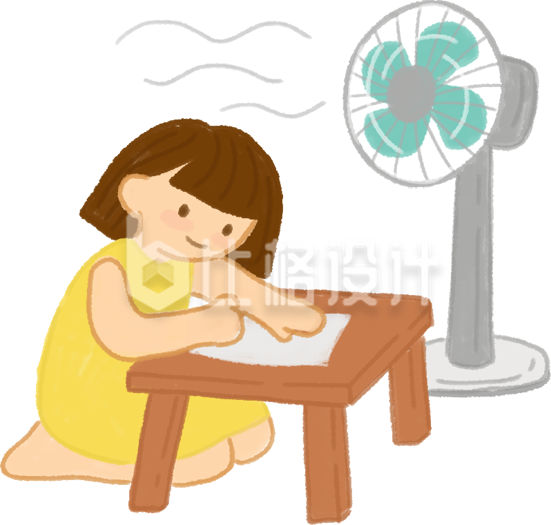 小女孩教育学习手绘插画