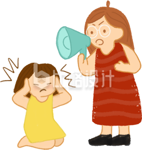 母亲唠叨孩子手绘插画