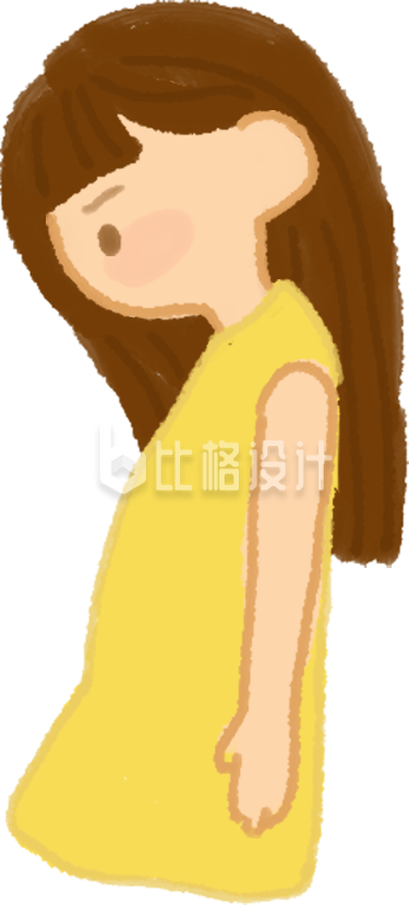 儿童小女孩手绘难过插画