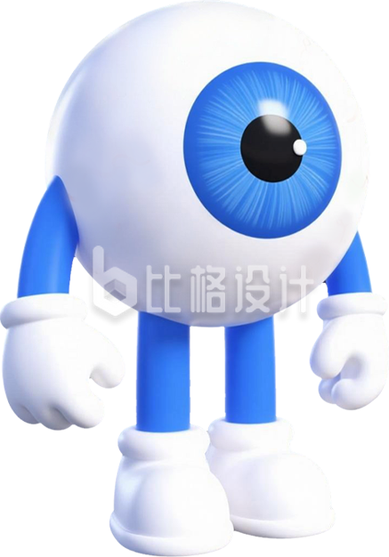 蓝色3D眼睛拟人化