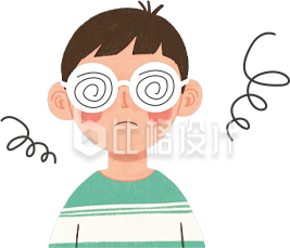 手绘带眼镜小男孩