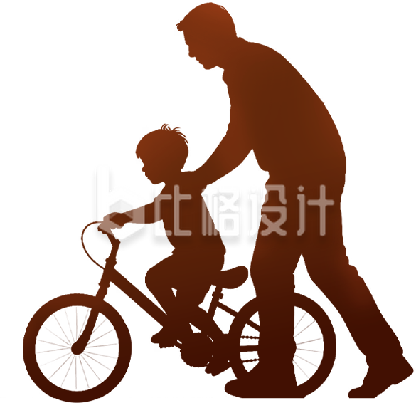 手绘父子剪影