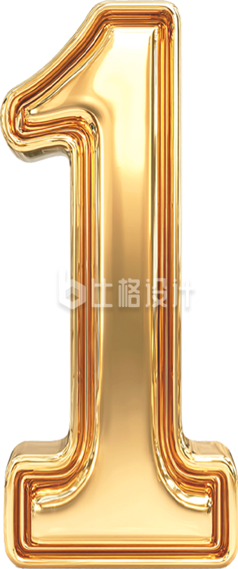 金色艺术字数字1
