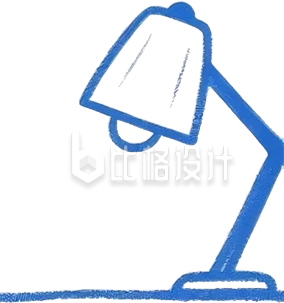 蓝色手绘线条台灯