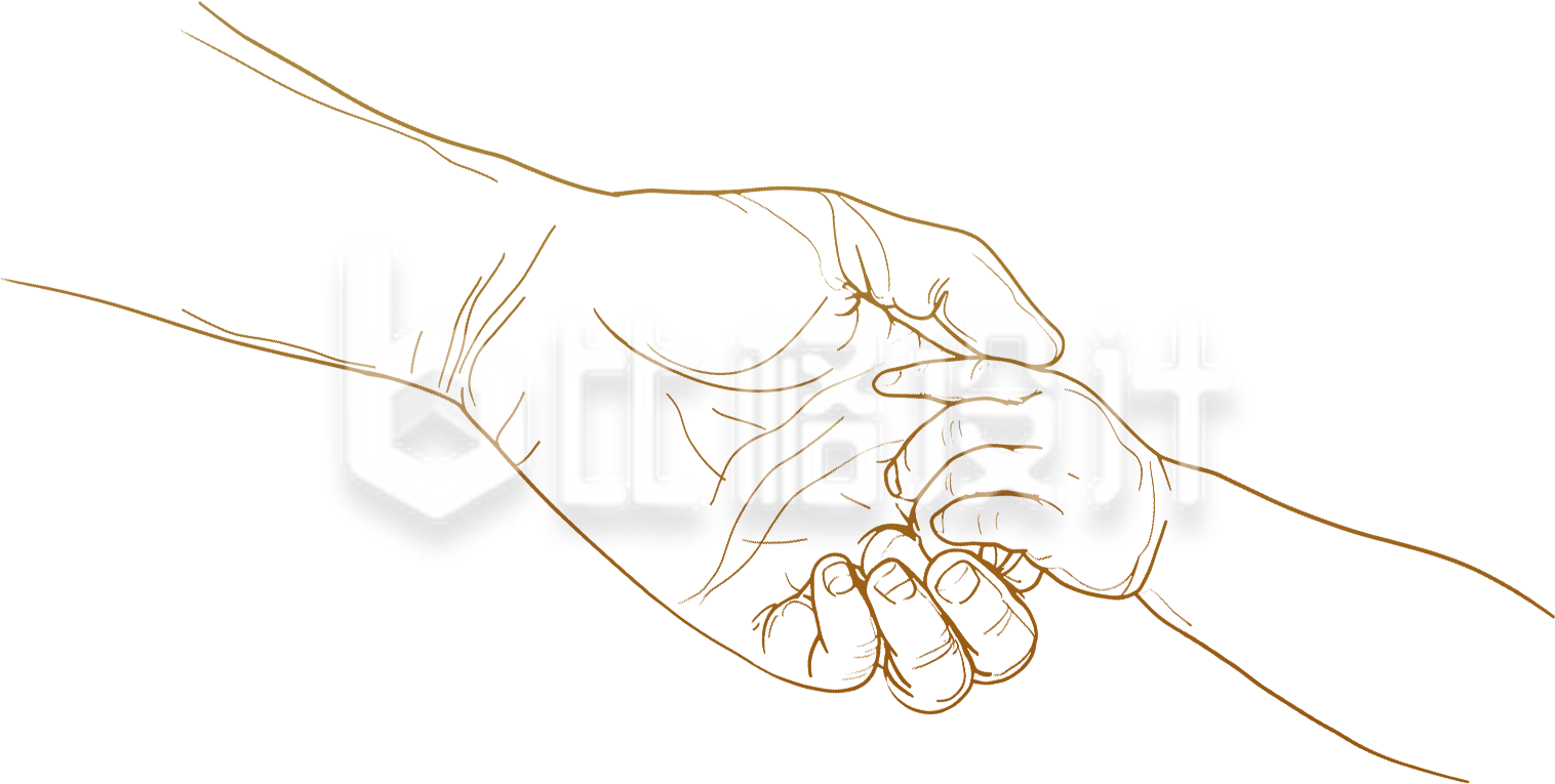 父亲节牵手线条插画