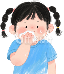 小女孩热高温难受手绘插画 小女孩热高温难受手绘插画