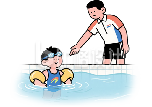 手绘泳池游泳