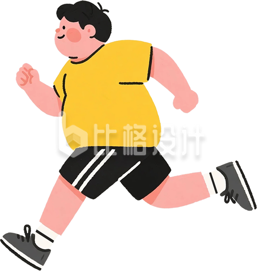 手绘黄衣服男孩跑步