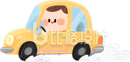 手绘黄色汽车