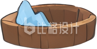 卫生保洁木桶手绘插画