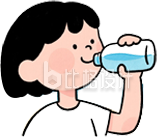 喝水小女孩手绘插画