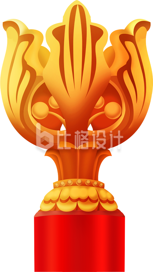手绘紫荆花建筑
