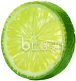 一片绿色柠檬