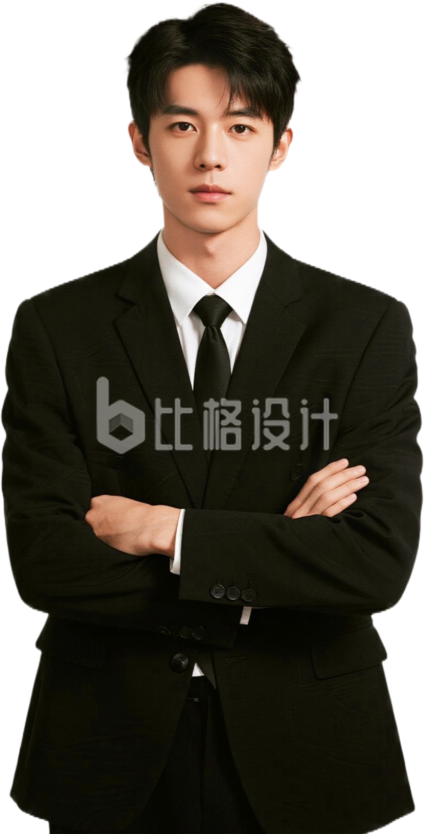 穿黑西装男生
