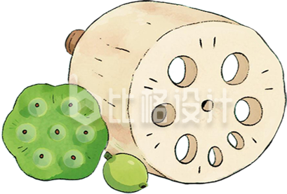 藕蔬菜插画手绘