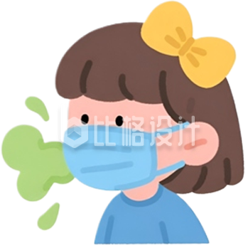小女孩口腔清洁口臭手绘插画