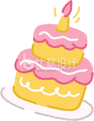 生日蛋糕手绘甜品插画