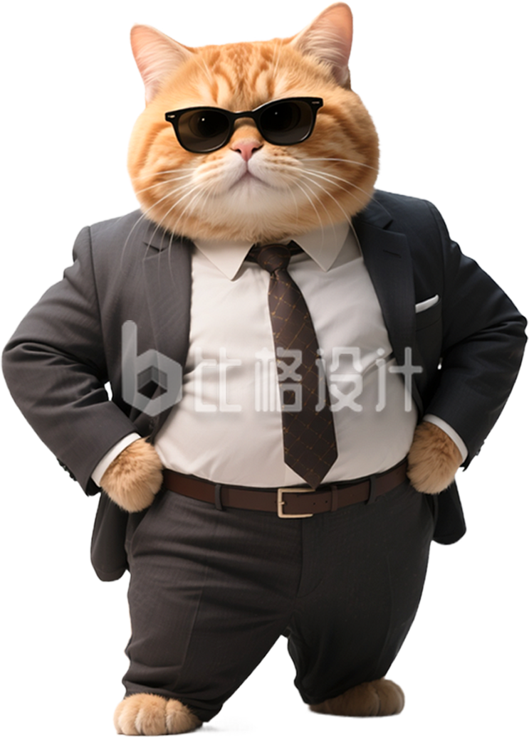 可爱拟人化猫咪职场打工免抠图片