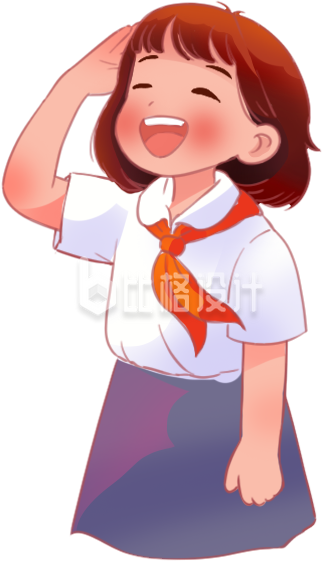 小女孩敬礼学生