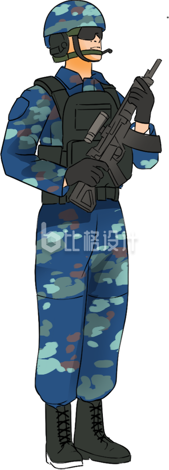 军人手绘插画